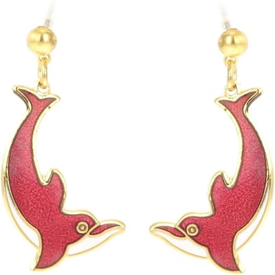 Behave - Oorbellen dolfijn rood-wit - vrolijke eyecatcher trend