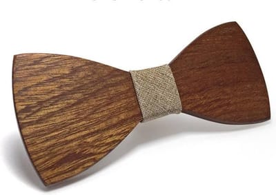 Joboly Stijlvolle Handgemaakte Vlinder Strik Vlinderdas - Walnoot Hout - Beige - Heren