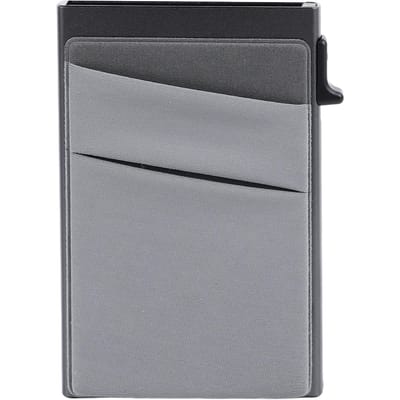 Porte-cartes fin pour homme Portefeuille Protection sécurisée Porte-cartes Poussoir latéral Alliage d'aluminium Fin Minimaliste One Size grise