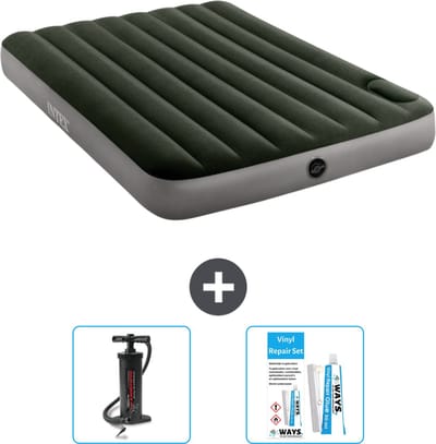 Intex Luchtbed - Twijfelaar - 137 x 191 x 25 cm - Groen - Inclusief Pomp en Reparatieset