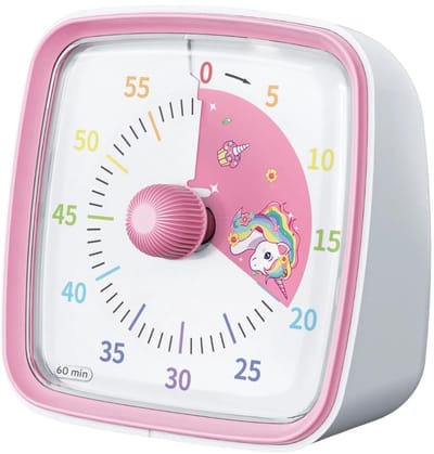EXCITAT Visuele Timer - Afteltimer - 60 Minuten Tijdsmanagement Tool - Geruisloos Mechanisme met Kleurenschijf - 3 Alarmmodi - Geschikt voor Kinderen, Volwassenen en ADHD - roze