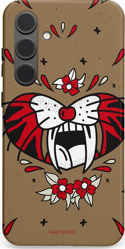 Casetastic hoesje geschikt voor Samsung Galaxy S24 Plus - Dubbellaagse bescherming - Wilde kracht - Fashion Case - Taupe Donkergrijs Bordeaux