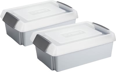 Sunware opslagbox - 2 stuks - - 30L - grijs - 59x39x17 cm - extra hoge deksel