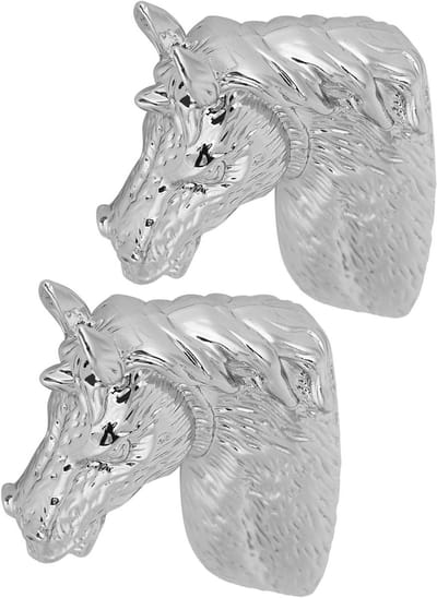 Moderne stijlvolle kastknoppen met paardenkop handvatten - 2 sets voor keukenkasten en ladekasten (1.6 x 2 x 0.6 inch)