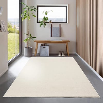 Flycarpets Ravenna Effen Vloerkleed Creme - Tapijt voor Woonkamer - Laagpolig - 120x170 cm