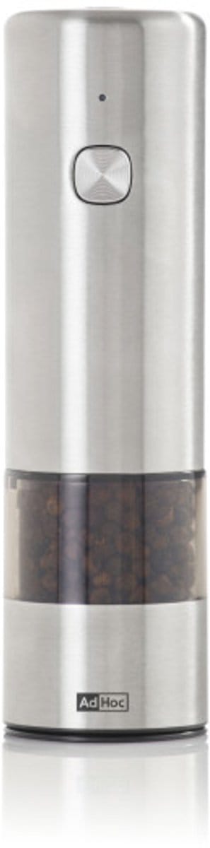 AdHoc i.Mill Elektrische Peper- of Zoutmolen – RVS & Acryl – Oplaadbaar – Keramisch Maalwerk – 17 cm
