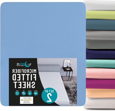 Set van 2 hoeslakens 180x200 - Microvezel - Oeko Tex - Cerulean Blue - Matrashoes 180x200 - Zachte Bedlakens matrasovertrek