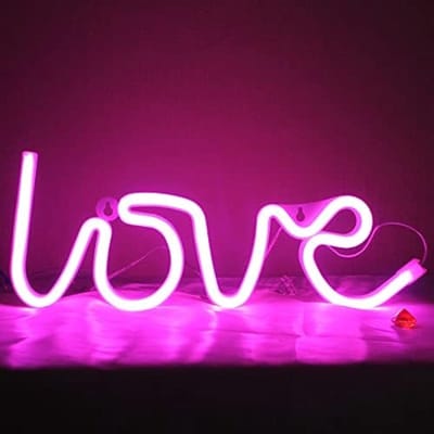 Roze Liefde LED Neon Nachtlamp - USB en Batterij Aangedreven - Valentijnsdag Kerstmis Verjaardag Decoratie - Slaapkamer Woonkamer Muur Decor