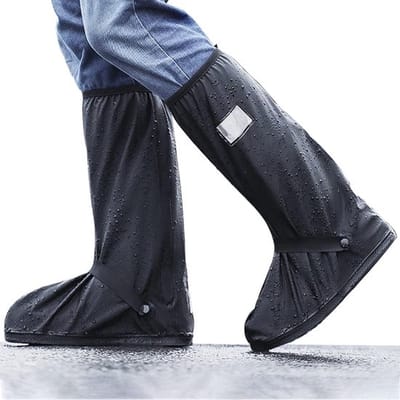 Overschoenen, Zwart met Reflecterende Strepen - Versterkt Schoenovertrekken Herbruikbaar Bestendig Anti Slip - Galoshes Regen Sneeuw Bescherming-maat 46-47