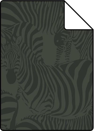 Proefstaal Origin Wallcoverings behang zebra's donkergroen - 26.5 x 21 cm - 347913-S