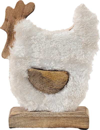 Clayre & Eef Beeld Haan 15x5x19 cm Wit Bruin Hout