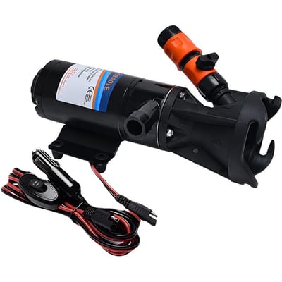 Pompe de macération pour camping-car Pompe à eaux usées auto-amorçante 12 V Entrée d'eau de 3 pouces Double lame à quatre lames 45 L DC 12V orange