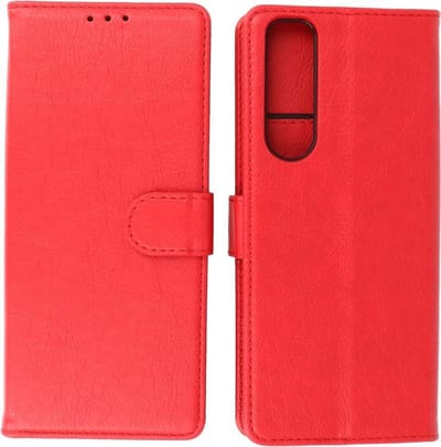 Sony Xperia 5 III Hoesje - Book Case Telefoonhoesje - Kaarthouder Portemonnee Hoesje - Wallet Case - Rood