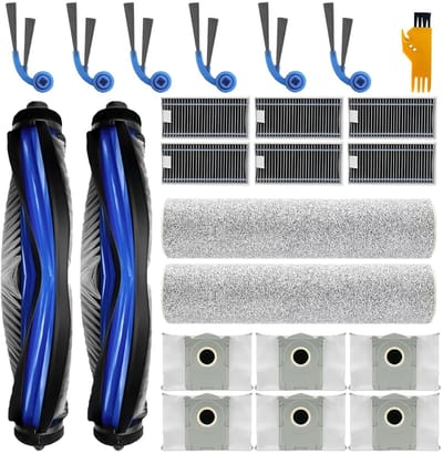 Dailygoods- Stofzuigeraccessoires 24 stuks - 2 Hoofdborstels - 6 Filters - 6 Stofzakken - 6 Zijborstels - Compatibel met Ecovacs Deebot T80 Omni/X8 Pro/X8 Omni - Stofzuiger