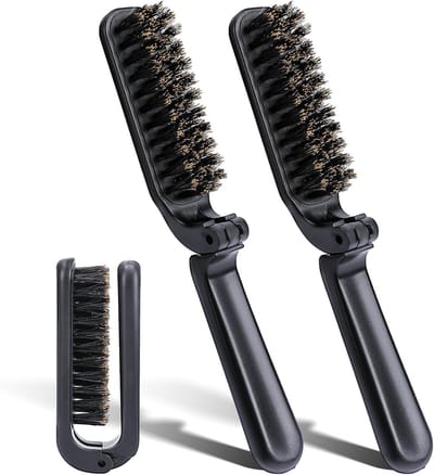 Reisborstelset met opvouwbare borstel en antistatische mini baardborstel, draagbare haarstylingtools voor mannen en vrouwen, ideaal voor onderweg