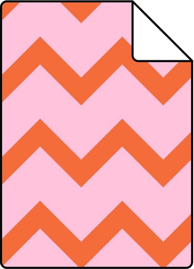 Proefstaal ESTAhome behang zigzag motief oranje en roze - 26.5 x 21 cm - 131486-S