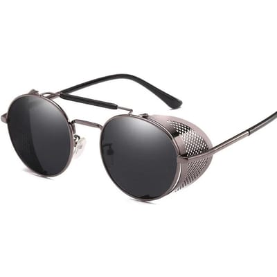 Retro Gotische Steampunk Stijl Rond Metalen Frame Zonnebril Mannen Vrouwen Luxe Designer Schild Lens Zonnebrillen Gafas de Sol gray
