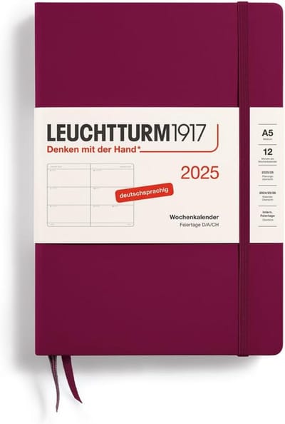 Weekkalender A5 2025 - Port Red - 12 Maanden