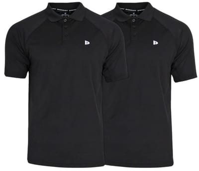 2-Pack Donnay - Sport polo (Björn) - Multi Sportpolo - Heren - Black (020)- maat S