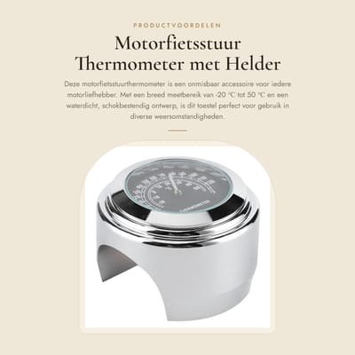 Dailygoods- Temperatuurmeter - Waterdicht - Schokbestendig - Helder LCD-scherm - Meetbereik - Aluminiumlegering - Voor motorfiets/stuur - Motorfiets Thermometer