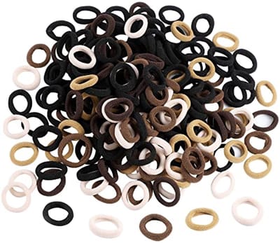 200 Stuks Elastische Haarelastiekjes voor Kinderen - Zwart en Koffiekleur, 2 cm Diameter