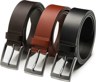 DTCH.FIT Herenriem Leer Finn - Riem Bruin, Donkerbruin & Zwart - Pantalon & Jeans Broekriem - Riemmaat 85cm - Totale lengte 100cm - 3 Stuks