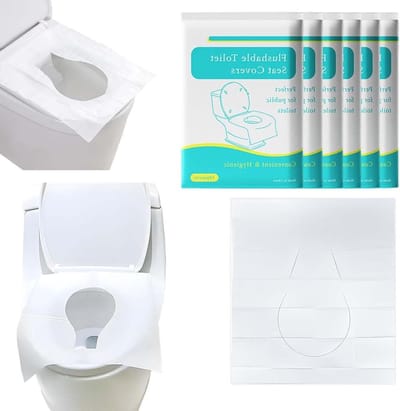 Wegwerptoiletbeschermers - Toiletbrilhoezen - Hygiënisch Reizen - Biologisch Afbreekbaar Materiaal - 60 stuks - Wit