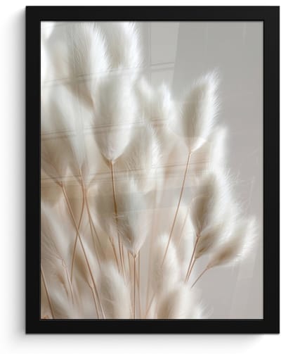 Poster in lijst - Fotolijst 30x40 cm - Posters - Pluimen - Beige - Minimalistisch - Posterlijst zwart - Decoratie - Wanddecoratie woonkamer - Muurdecoratie slaapkamer