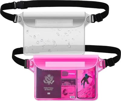 Bovista Waterdichte Telefoonhoesjes - Waterdicht Telefoonzakje - Waterproof Festival Opbergtasje - Documententasje - Waterbestendig - 2 Stuks Transparant & Roze