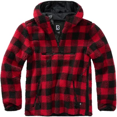 Brandit - Teddyfleece Worker Pullover Jas - S - Rood/Zwart