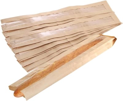 Papieren Broodzakken voor Baguettes - 50 Stuks - 58,5 cm x 10 cm - Ideaal voor Bakkerij en Opslag - Inclusief 64 Duidelijke Seal Stickers