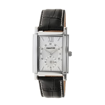Heritor Automatic Frederick leren band horloge - zilver