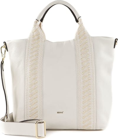 abro Leren Schoudertas Leather Dalia Shopper Kaia Small Ivory Wit