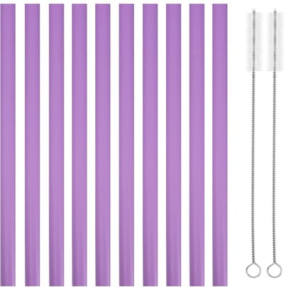 Fako Bijoux® - Siliconen Rietjes XL - 10 Herbruikbare Rietjes - 25 cm - 11mm - Duurzaam en Hygiënisch - 2 Schoonmaakborstels - Paars