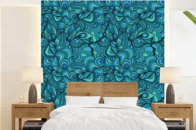 Behang - Fotobehang Design - Vintage - Blauw - Turquoise - Breedte 220 cm x hoogte 240 cm