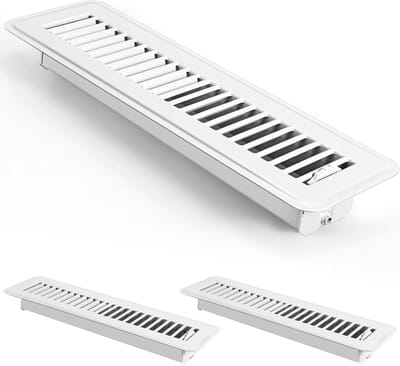 Vloerregisters - Ventilatie roosters - Luchtstroom reguleren - Roestbestendige afwerking - 5 x 30 cm - Wit