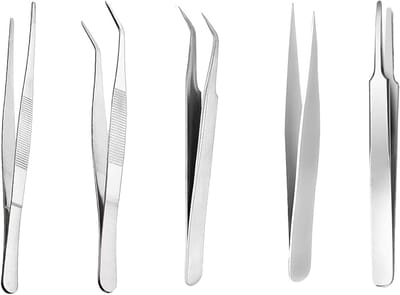 Set van 5 Gebogen Pincetten voor Kunstwimpers, Nagelkunst en Precisiewerk - Professionele Pincetten voor Ambachten en Reparaties