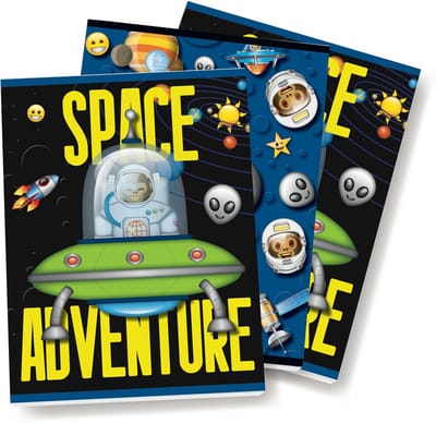 Emoji - Space Monkey schriften Lijn A5 KLEINE SCHRIFTEN - 3 stuks