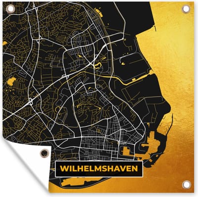 Tuin poster Wilhelmshaven - Stadskaart - Goud - Plattegrond - Duitsland - Kaart - 200x200 cm - Tuindoek