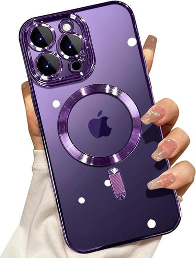 Backcover hoesje Geschikt voor: iPhone 16 met geïntegreerde Camera lens bescherming [magnetische hoes] compatibel met MagSafe Dames Heren - Paars