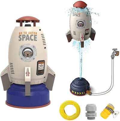 Rocket Wassersprinkler Kinder Outdoor, Water Rocket Sprinkler, Garten Wasserstrahl Rakete, Raketwatersproeier, 5 Meter Slang, Waterspeelgoed Voor Kinderen, Waterraketsprinkler（bruin）