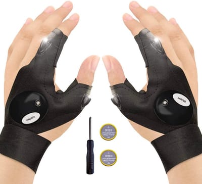 Equivera Led Handschoenen - 2 Lampen - Lichtgevende Handschoenen - Zaklamp Handschoen - Voor Klussen/Vissen/Kamperen & Andere Outdooractiviteiten