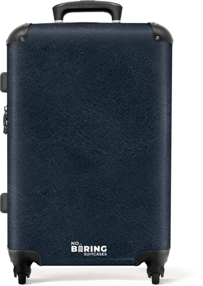NoBoringSuitcases.com - Grote koffer - Lederen look navy blauw - Kinderkoffer geschikt voor jongen en meisjes - Reiskoffer met 4 wielen - Trolley op wieltjes - Rolkoffer groot kinderen - 72 liter - Ruimbagage valies 20kg