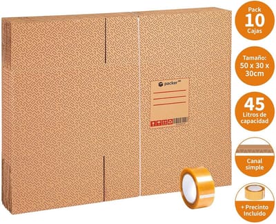 Verhuisdozen Set van 10 - Stevige Opslagdozen met Handvatten en Tape - 500x300x300 mm
