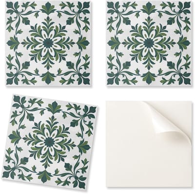 Set PVC-tegels met patroon, zelfklevend, voor de slaapkamer, plantenpatroon met ornamenten, 20x20x20 cm
