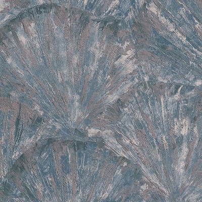 Pleister-look behang Profhome 781985-GU vliesbehang hardvinyl warmdruk in reliëf gestructureerd met abstract patroon mat blauw zilvergrijs duifblauw 5,33 m2