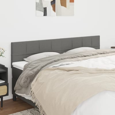 vidaXL - Hoofdborden - 160x5x78/88 - cm - stof - donkergrijs