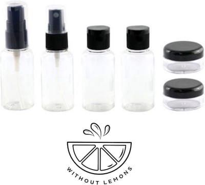 Without Lemon - Reis Flesjes - Travel set - Reis set - Goed voor handbagage - Transparant Etui - Setje van 6 - Zwart
