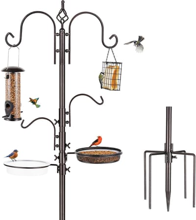 Allecto - Vogelvoederstation - Multifunctioneel - 5-polige basis - Zwart - Vogelvoederstandaard - Tuinaccessoire - Buiten