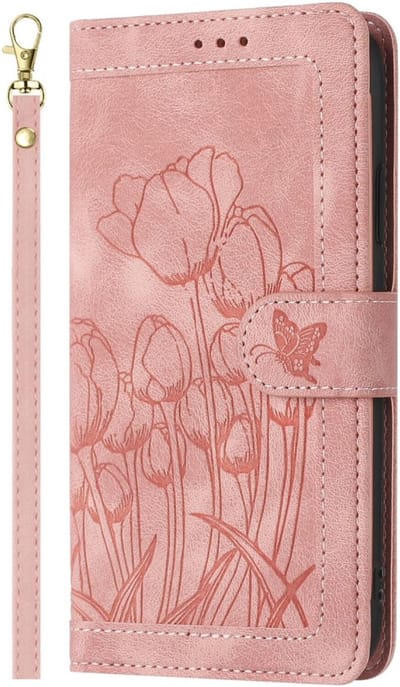 Hoesje Geschikt voor Samsung Galaxy A36 - Tulpen Book Case met Pasjeshouder - Standaard - Magneet Sluiting - Roze